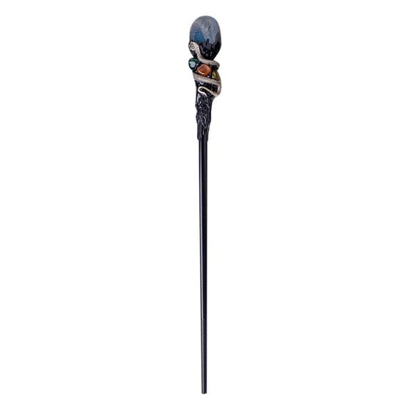 Halloween Witch Magic Wand, Handmade Wizard Scepter Cosplay Prop, Mysterious Amethyst Decorated Party Accessory for Halloween & Holiday Gift