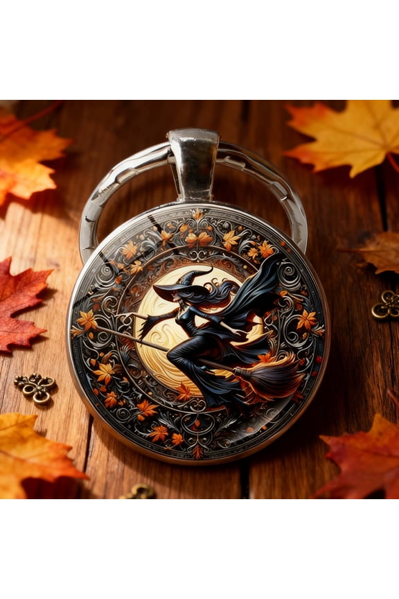 Halloween Witch Decor Keychain Pendant, Fairytale Witch Keychain with Crystal Fairy Witch Broom Witch, Jewelry Decorative Witch Keychain Christmas Ornament, Bag Hanging Decorations D