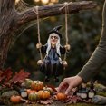 thumbnail image 1 of Halloween Witch Decor with Wooden Swing,Spooky Halloween Decoration for Outdoor Window,Gothic Halloween Hanging Decor,1 Pack, 1 of 5