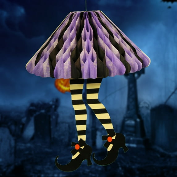 Halloween Witch Decorations Hanging Witch Legs in High Heels Paper Halloween Pendants for Haunted House Home Decor