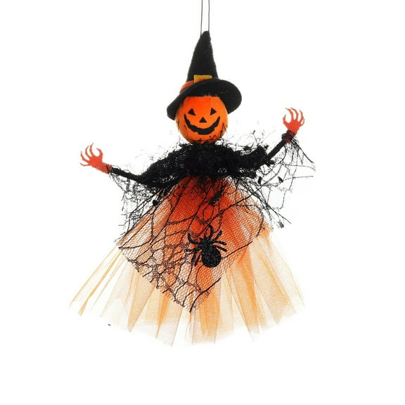 Halloween Witch Doll, Halloween Tree Decorations, Tulle Pumpkin Witch Ghost Ornaments for Desktop Fireplace Decor Party Home Decor