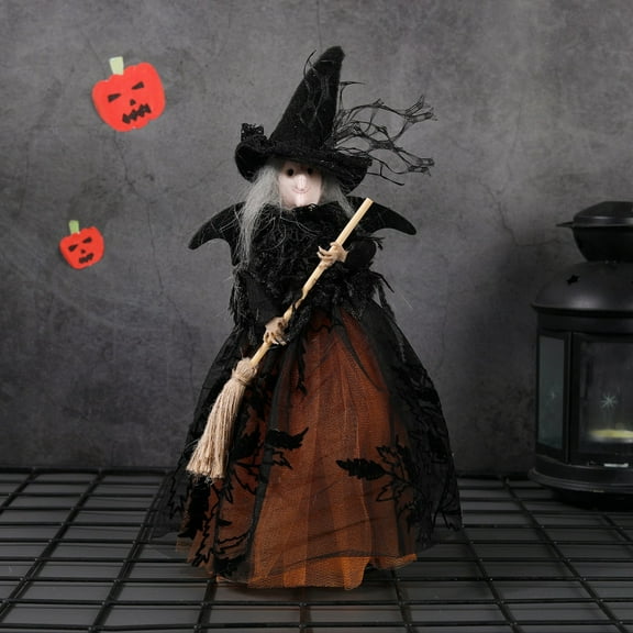 Halloween Witch Doll Home Party Decoration Handmade Cloth Ornament for Festive Scary Atmosphere