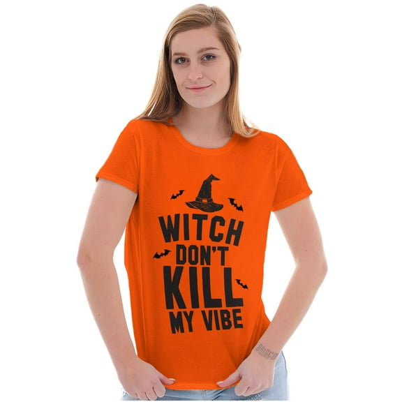 Halloween Witch Don't Kill My Vibe Womens Slim Fit Graphic Tee Brisco Brands M
