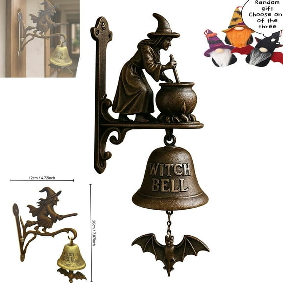 Halloween Witch Doorbell Decoration,Gothic Hanging Doorbell with Spooky Sound,Perfect for Porch, Garden, or Halloween-Themed Interiors