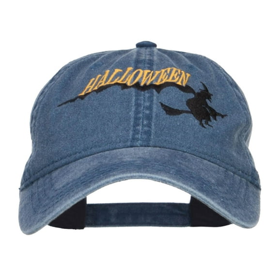 Halloween Witch Embroidered Washed Cap - Navy OSFM