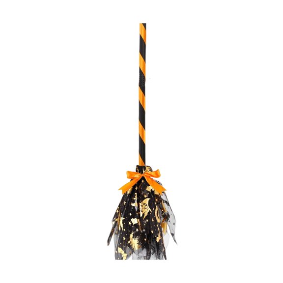 Halloween Witch Flying Broom Prop, Detachable Ribbon Masquerade Cosplay Accessory, Wizard Costume Decor For Party Disguise