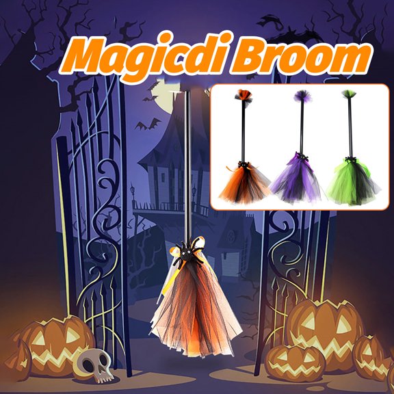Halloween Witch Flying Broomstick, Classic Costume Accessory, Cosplay Prop for Party, Dance, Masquerade, Dress Up & Halloween Themed Event