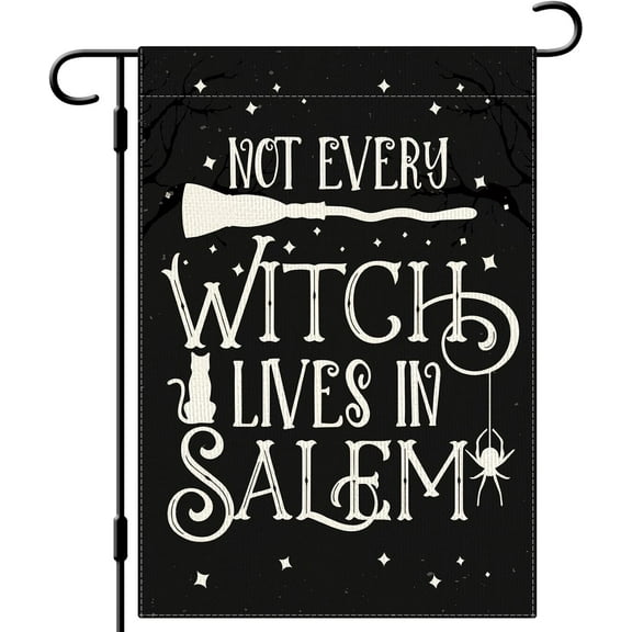 Halloween Witch Garden Flag Not Every Witch Lives In Salem Flag 12.5x18 Double Sided Vertical Burlap Farmhouse Yard Flag Seasonal Holiday Outdoor Decor