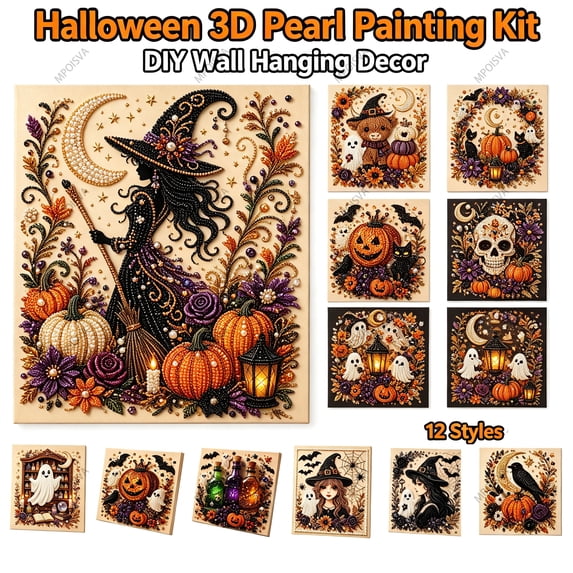 Halloween Witch Ghost Diamond Art Kit 7.9x7.9 inch Special Shaped Rhinestones & Dark Gothic Style for Beginners Fall Home Decoration Seasonal Party Activity & Handmade Gift by MPOISVA