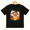 thumbnail image 1 of Halloween Witch Golden Retriever Puppy with Pumpkins Short Sleeve Crewneck Cotton Kids T-Shirt, 1 of 4