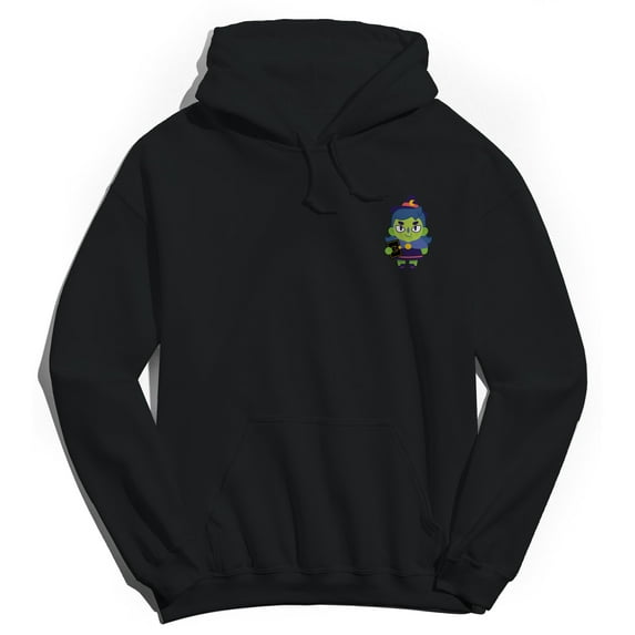 Halloween Witch Graphic Black Men's Cotton Pullover Hoodie