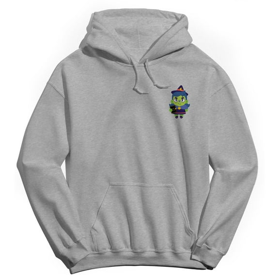 Halloween Witch Graphic Sport Grey Men's Cotton Pullover Hoodie