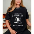 thumbnail image 1 of Halloween Witch Graphic T-Shirt "Buckle Up Buttercup You Just Flipped My Witch Switch" – Unisex Funny Spooky Tee, Casual Crew Neck, 1 of 2