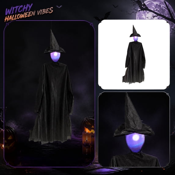 Halloween Witch Hanging Ghost Decoration Glowing Witch Figure Prop Light Up Ghostly Hanging Ornament For Haunted House Yard Patio Party Layout Prop Decor , A