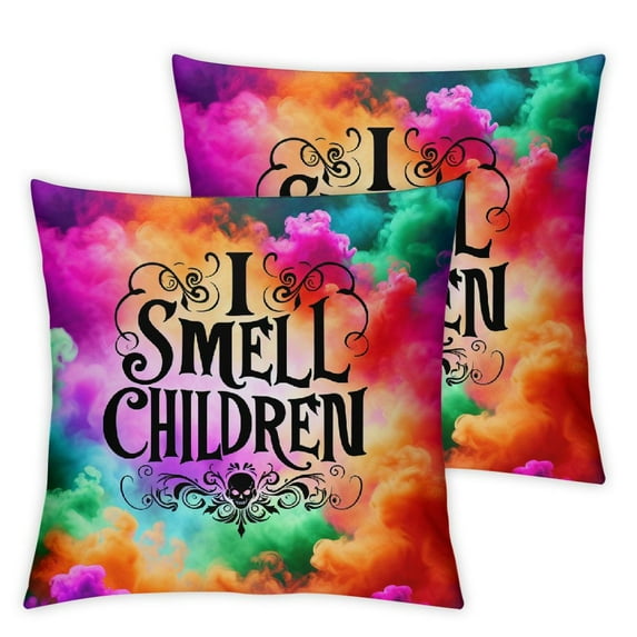 Halloween , Witch Hat Amuck Saying Black White Decorative Throw Pillowcases Indoor Holiday Decoration for Home Party Sofa Couch