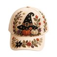 thumbnail image 1 of Halloween Witch Hat Baseball Cap Pumpkin Floral Embroidered Hat Fall Seasonal Snapback Cap For Party Outdoor Sport(Beige3-60Cm), 1 of 3
