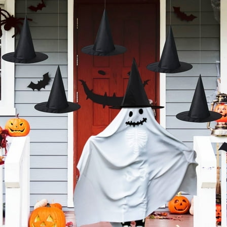 Syvvy 8 Pcs Halloween Witch Hats,Black Hanging Witch Hat, Witch Costume Accessories Witches Hat with 115 FT Cord Wizard Hats Indoor Outdoor Halloween Decorations for Home Yard Porch Ceiling