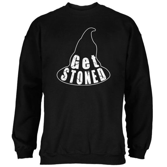 Halloween Witch Hat Get Stoned Pun Mens Sweatshirt Black 2XL