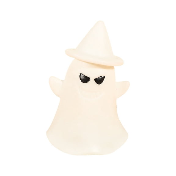 Halloween Witch Hat Ghost LED Night Light, Evil Grinning Ghost Table Lamp, Warm Glow Battery Operated Desktop Lamp for Bedside Mantel Indoor Holiday Table Decor