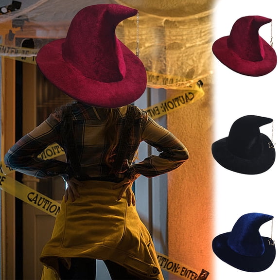 Halloween Witch Hat,Halloween Cap Pointed Witch Hats with Star Pendant,Costume Props Witch Hat for Halloween Party