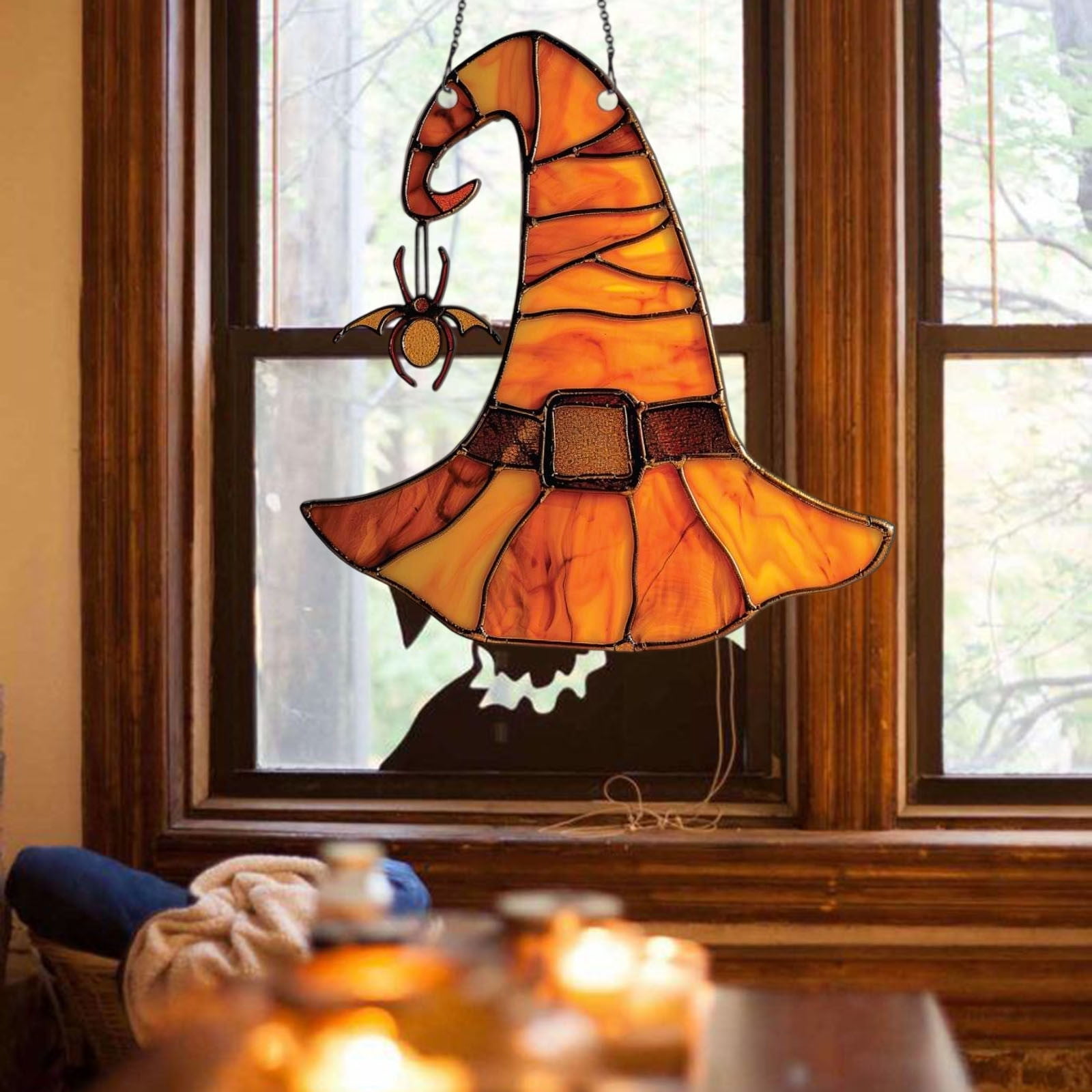 Halloween Witch Hat Hanging Ornament Handmade Translucent Acrylic Art