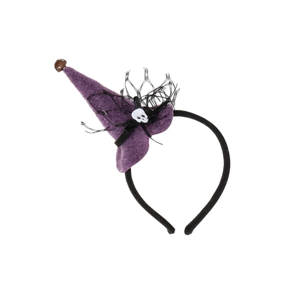 Halloween Witch Hat Headband Purple Witch Hair Band with Skull and Black Veil Halloween Party Hair Accessories Ghost Festival Costume Decorations Themed Party Supplies Adult Halloween Costume Prop