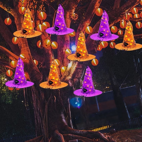 Halloween Witch Hat LED String Lights Ghost Hat Hanging Lights Battery Operated Spooky Party Decoration for Porch, Backyard, Indoor Halloween, Haunted House and ki*ds Room Decor