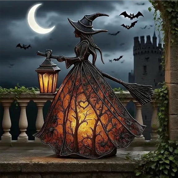Halloween Witch Hat Lamp Gothic Spooky Witch Night Light, Suitable for Indoor Party & Spooky Outdoor Halloween Decoration