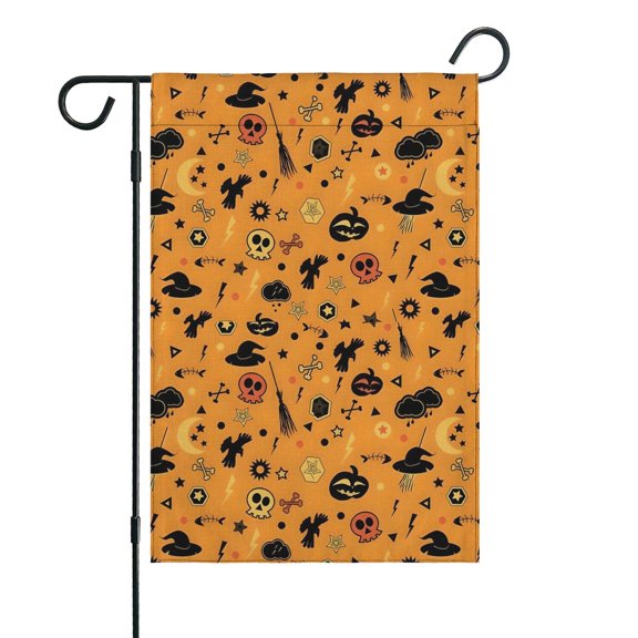 Halloween Witch Hat Pattern Fall Garden Flags 12.5"x18" Double Side,Small Yard Flags for Outside,Outdoor Fall Decor,Autumn Funny Garden Flag Yard Decoration