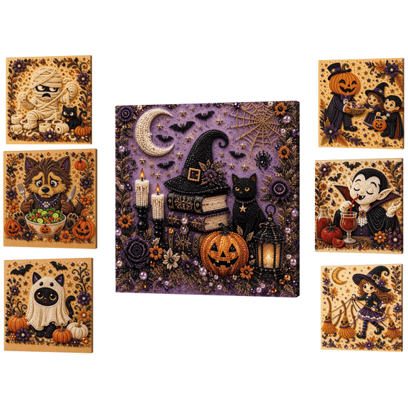 Halloween Witch Hat Pearl Art Diy Kit Diamond Art Spooky Cute 3d Diamond Art Crafts Diy Fall Home Decor Wall Art Fall Home Decor Wall Art Painting Kits for Adults and Beginners