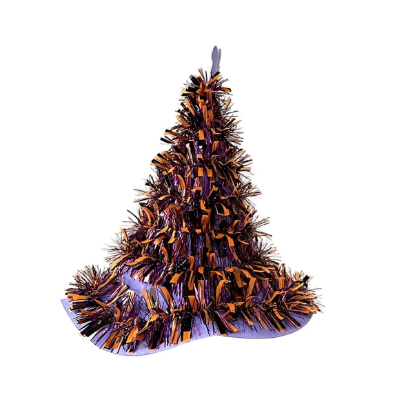 Halloween Witch Hat Shiny Tinsel 1 Piece Tabletop Decorative Ornament for Home Party Family Gathering Spooky Atmosphere Creepy Halloween Holiday Indoor Decoration
