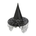 thumbnail image 1 of Halloween Witch Hat, Witch Costume Hat, Halloween Party Witch Hat With Lace Face Cover, Polyester Taffeta Material, Lightweight And Foldable, Multiple Colors Available, 1 of 6