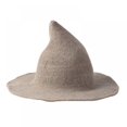 thumbnail image 1 of Halloween Witch Hat Women Black Cute Knitted Costume Wool Cosplay Party Girl Wide Brim Foldable Pointed Daily Accessory, 1 of 4