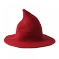 thumbnail image 1 of Halloween Witch Hat Women Black Cute Knitted Costume Wool Cosplay Party Girl Wide Brim Foldable Pointed Daily Accessory, 1 of 4