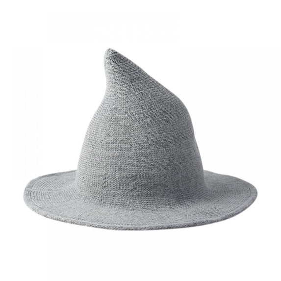 Halloween Witch Hat Women Black Cute Knitted Costume Wool Cosplay Party Girl Wide Brim Foldable Pointed Daily Accessory