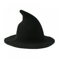 thumbnail image 1 of Halloween Witch Hat Women Black Cute Knitted Costume Wool Cosplay Party Girl Wide Brim Foldable Pointed Daily Accessory, 1 of 4