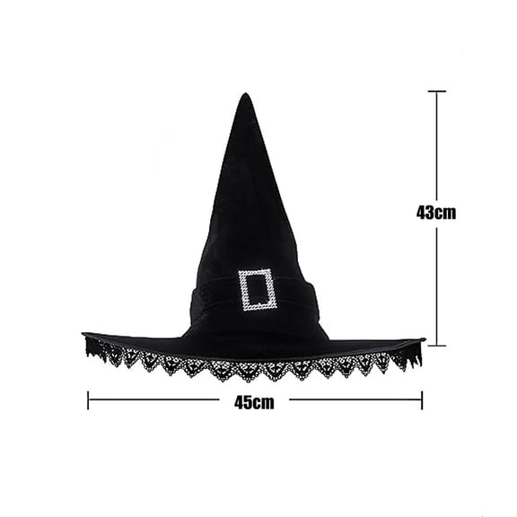 Halloween Witch Hat Women Black Hats With Lace Fringe For Hallowee Decor Accessories Party