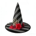 thumbnail image 1 of Halloween Witch Hat for Women, Black Lace Wizard Hat with Pumpkin Skeleton Rose Decor, Gothic Costume Accessory for Halloween Party Cosplay Carnival Dress Up, 1 of 5