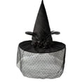 thumbnail image 1 of Halloween Witch Hat for Women, Black Lace Wizard Hat with Pumpkin Skeleton Rose Decor, Gothic Costume Accessory for Halloween Party Cosplay Carnival Dress Up, 1 of 5