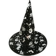 thumbnail image 1 of Halloween Witch Hat for Women, Black Wide Brim Extra Large Witch Hat Attached with Roses, Adults Masquerade Cosplay Accessory, 1 of 12