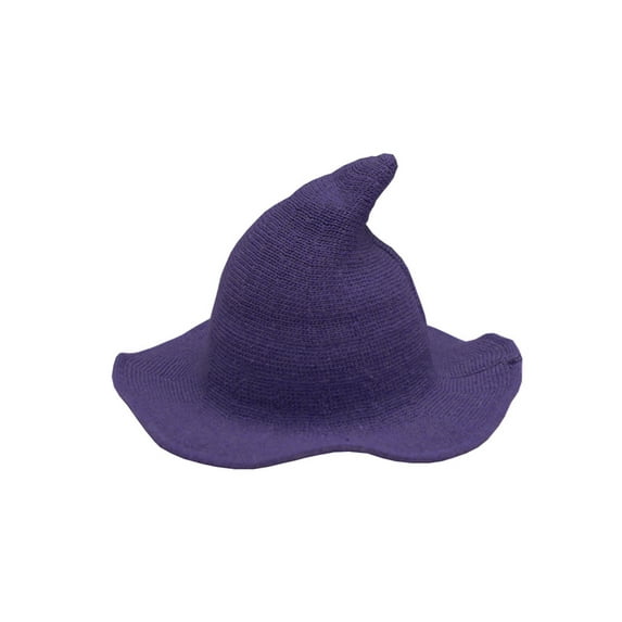 Halloween Witch Hat for Women Girls Foldable Wide Brim Spire Wool Knit Hat Cosplay Clothes Props Holiday Costume Festival Hats