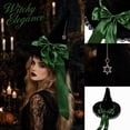 thumbnail image 1 of Halloween Witch Hat for Women, Gothic Velvet with Wide Brim and Bow Green, 1 of 3
