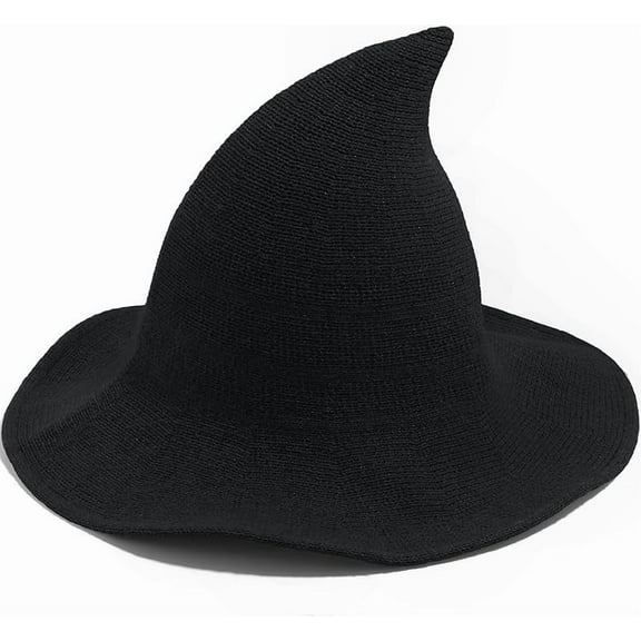 Halloween Witch Hat for Women Wide Brim Foldable Halloween Wool Hats for Party Cosplay Costume Accessory