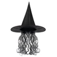 thumbnail image 1 of Halloween Witch Hat with Integrated Wig, Spooky Plastic Witch Hat for Halloween Cosplay Dress up Party Costumes, 1 of 9