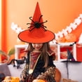 thumbnail image 1 of Halloween Witch Hat with Sponge Spider - 15.1 Inch Diameter Fabric Costume Hat for Adults & Kids, Party Cosplay Decoration Accessory, 1 of 5