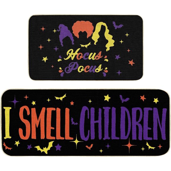 Halloween Witch Kitchen Mats Hocus Pocus Non-Slip Floor Mat Witch Sister Decorative Laundry Room Runner Rug for Home Decor, Set of 2, 17 x 29inch, 17 x 47inch