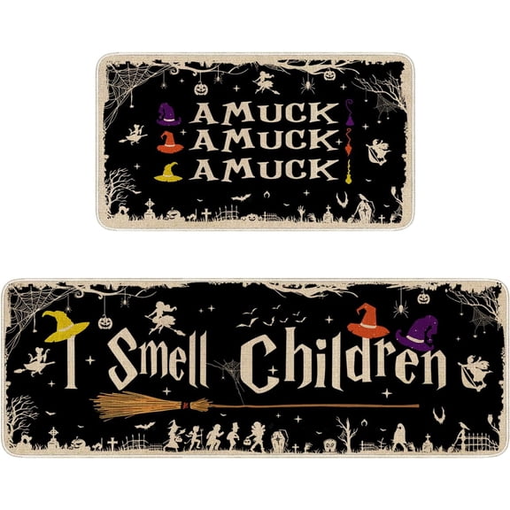 Halloween Witch Kitchen Rug, I Smell Children Halloween Kitchen Mat, Halloween Floor Mat, Halloween Kitchen Decor Home Decorations