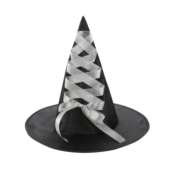 Halloween Witch Lace Hat Festival Party Cornered Wide Hat Silver