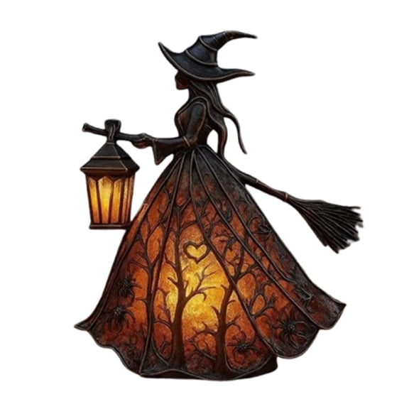 Halloween Witch Lamp 7 Inch Gothic Glowing Resin Statue Spooky Home Decor Centerpiece for Haunted Party Table Top Display