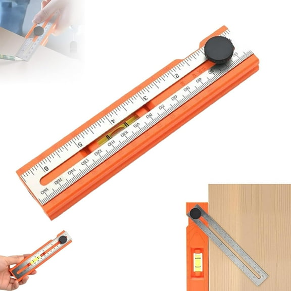 Adjustable Positioning Marking Protractor Tool, Multifunctional Depth Measuring Ruler with Angle Marking 15°-90°, Level & Fixed Point Marking, Angle Finder Woodworking Ruler, for Carpenters